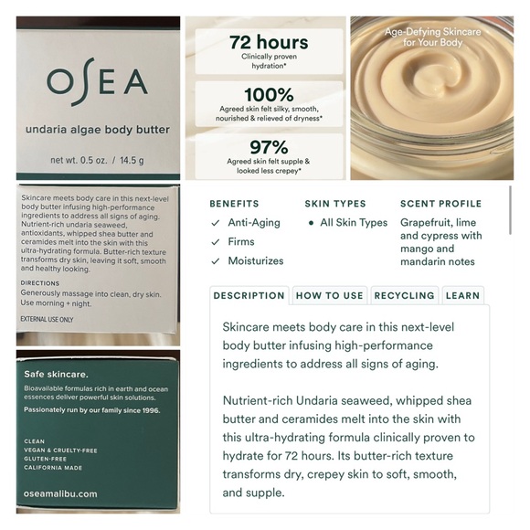 4 pc ÓSEA Undaria Cleansing Body Polish & Undaria Algea Body Butter - Picture 4 of 7